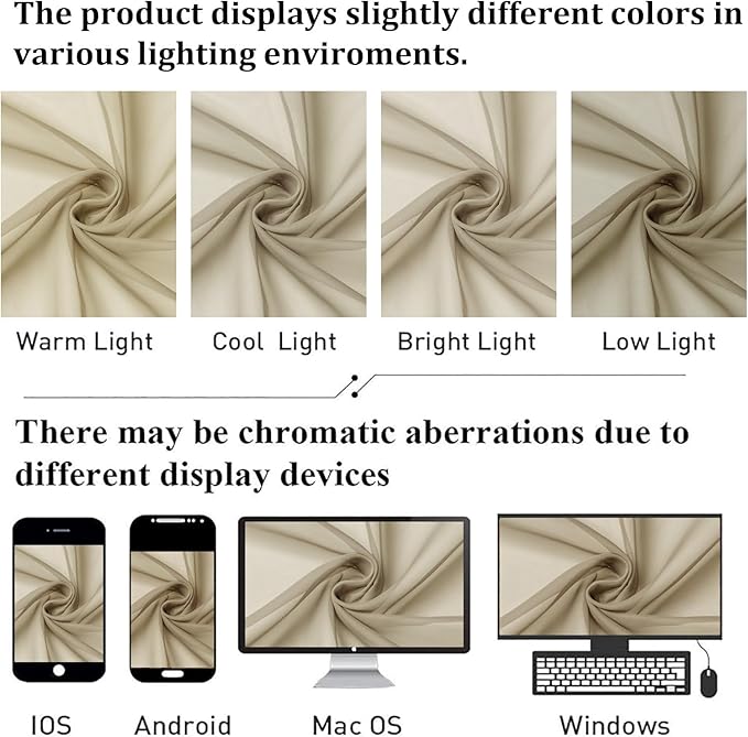 Lecloud Taupe Sheer Curtains 78 Inches Long 2 Panels, Elegant Light Filtering Voile Breathable Curtains, Solid Window Treatments with Dual Rod Pocket for Dining Room Bedroom, Each 42" W x 78" L