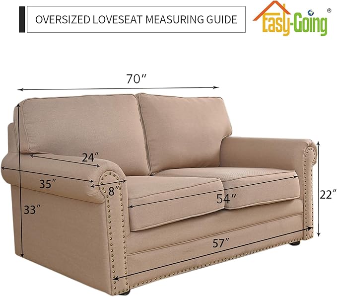 Easy-Going Stretch Oversized Loveseat Slipcover 1-Piece Sofa Cover Furniture Protector Couch Soft with Elastic Bottom for Kids Polyester Spandex Jacquard Fabric Small Checks Dark Blue