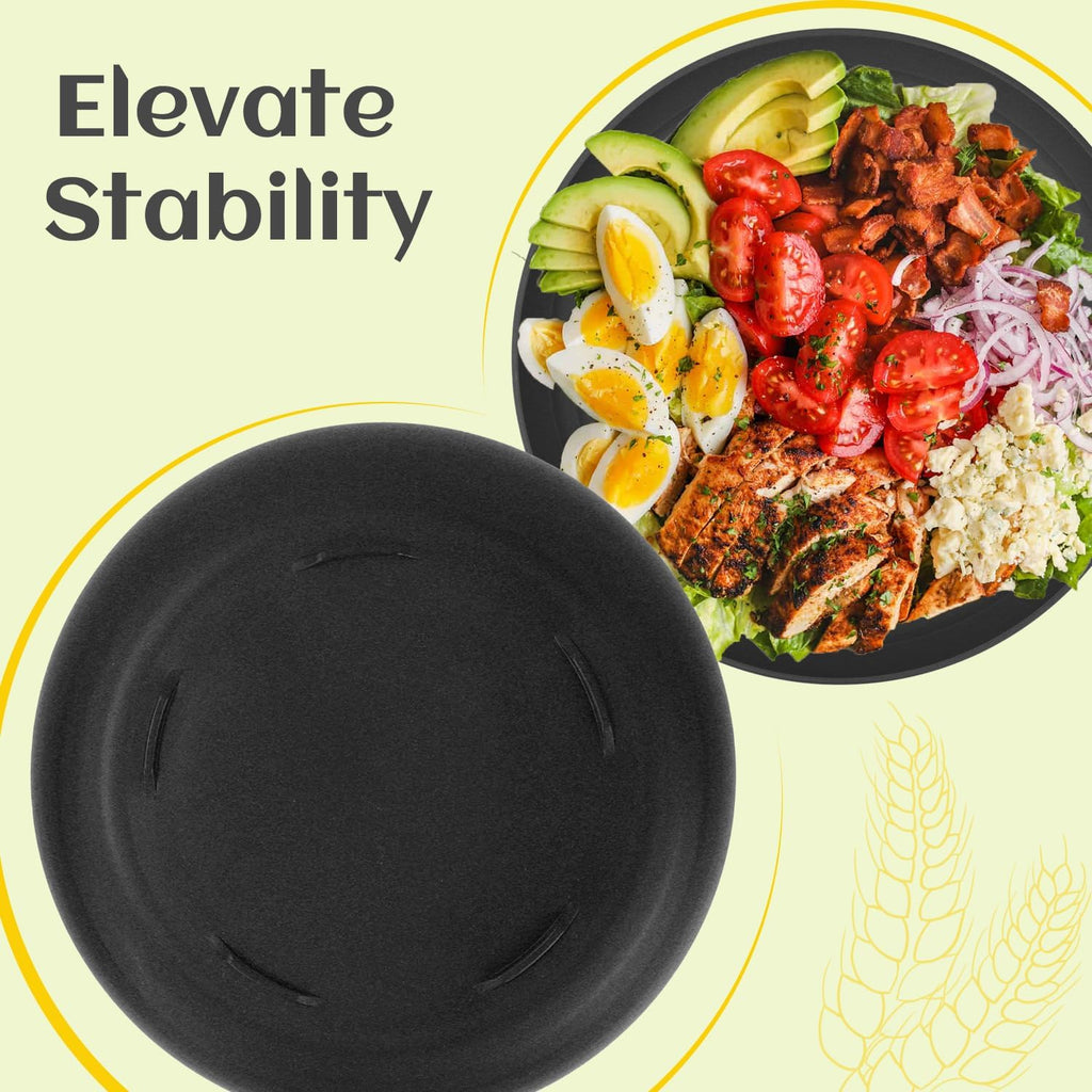 Homienly Wheat Straw Plates Set - 11 inch Reusable Large Dinner Plates Set of 8, Lightweight Unbreakable Salad Plates, Microwave and Dishwasher Safe Plates, Deep Plates for Dinner, Camping - Black