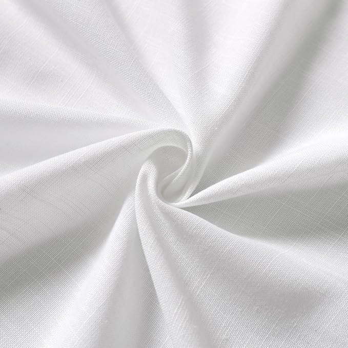 Nanspring White Linen Semi Sheer Cafe Curtains 36 Inch Length 2 Panel Set Back Tab Pocket Design for Small Bathroom Kitchen Windows Modern Farmhouse Coastal Decor 40x36