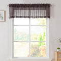 Simplebrand Chocolate Valances 14 Inches Long for Living Room Pocket 2 Panel Light Filtering Sheer Translucent Valence Toppers for Short Window Kitchen Bathroom Bedroom 42x14 Inch Length