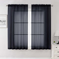 Lecloud Black Sheer Curtains 63 Inch Length 2 Panels, Voile Light Filtering Living Room Curtains for Bedroom, Rod Pockets Solid Soft Drapes for Bathroom Home Office, Each Panel 59" W x 63" L