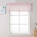 Chyhomenyc Blush Pink Sheer Valances for Windows - Light Filtering Small Kitchen Curtains, Rod Pocket Short Top Window Treatment Decor for Living Room Bathroom Basement, 42Wx16L inches, 2 Panels