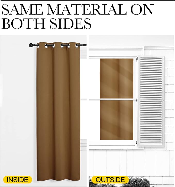 NICETOWN Sleek Blackout Curtains 96 inches Length for Windows, Noise Reducing and Block Draft Panels for Door Doorway Laundry Office Luxury Decor Theme (2 Panels, Gold Brown, W55 x L96 -Inch)