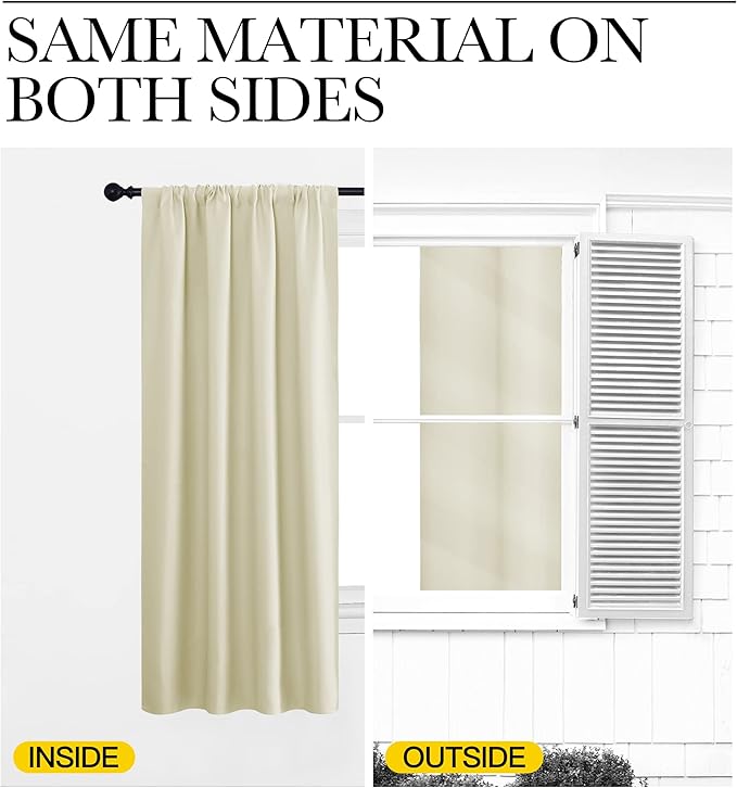 NICETOWN RV Blackout Curtains for Camper Windows, Beige, 29" Wide by 50" Long, 2 PCs, Short Blackout Curtains & Drapes, Thermal Insulated Blackout Curtain Panels for Kids Room, Play Room
