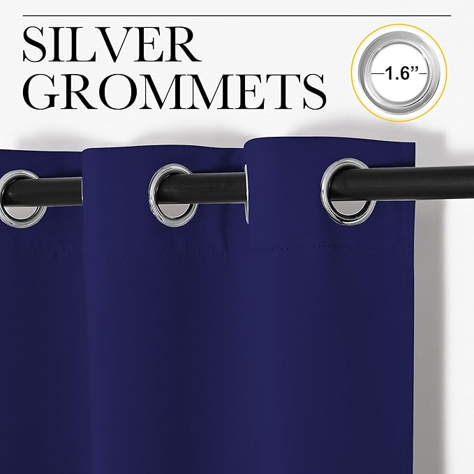 NICETOWN Blackout Draperies Curtains, All Season Thermal Insulated Solid Grommet Top Blackout Curtains/Drapes for Kid's Room (Royal Blue, 1 Pair, 55 x 68 inches)