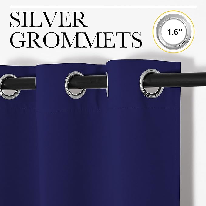 NICETOWN Navy Blue Blackout Curtains 78 inches Length for Bedroom, 2 Panels, 42" Wide, Thermal Insulated Decoration Drapes for Office Window