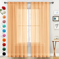 SpaceDresser Sheer Voile Window Treatment Rod Pocket Curtain Panels for Kitchen Bedroom Living Room Drapes Sunlight Filtering Privacy Semi Home Decor Assorted (Beige, 52 W x 84 L)