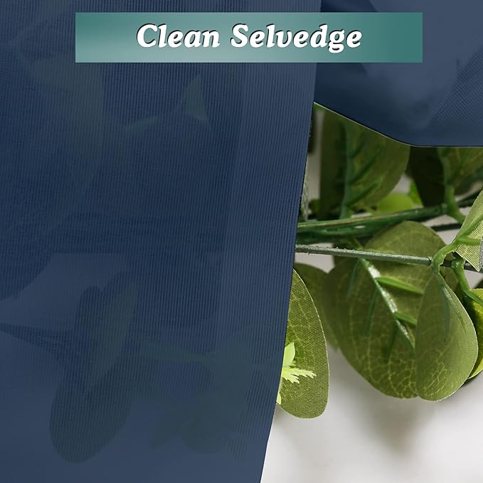 Chyhomenyc Sheer Curtains 63 Inch Length Set of 2, Rod Pocket Voile Drapes for Living Room, Bedroom, Window Treatments Semi Sheer Curtain Panels for Yard, Patio, Villa, Parlor, 42Wx 63L, Navy Blue