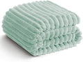HIMEET Sage Green Ribbed Throw Blanket for Couch - 300GSM Lightweight Soft Fleece Blanket for Women, Cozy Blankets for Mothers Gifts, Striped Spring Home Room Decor, Sage Green, 50x60 Inches