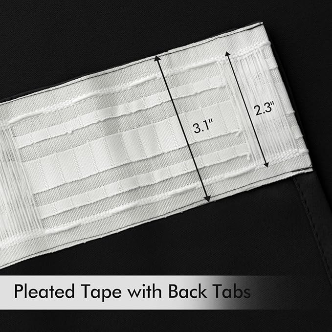 MIULEE Black Back Tab Blackout Curtains 95 Inch Length 2 Panels Set for Living Room Bedroom Privacy, Halloween Rod Pocket/Pinch Pleat Thermal Insulated Room Darkening Pleated Light Blocking Drapes