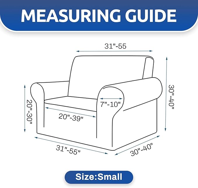 KEKUOU Stretch Single Sofa Slipcover 1 Piece Couch Sofa Cover (31"-55") Furniture Protector 1 Seater Sofa with Elastic Bottom for Kids,Pet.Jacquard Small Checked Pattern Fabric(Small,Black)