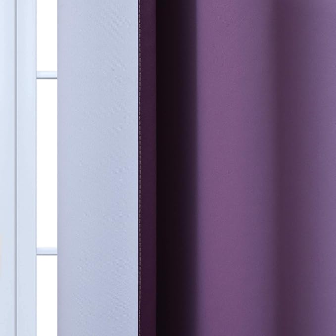 Yakamok Room Darkening Ombre Curtains 84 Inch Length, Purple and Greyish White Thermal Insulated Gradient Color Curtains,Light Blocking Grommet Window Drapes for Bedroom,52 Inch Width,2 Panels