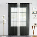 youleyar Solid Sheer Rod Pocket Curtain Voile Draperies 2 Panels White Beige Black Grey Coffee 52 Inch Width 45 Inch Long 1 Pair for Kitchen Bedroom Children Living Room Yard(Black,52Wｘ45L)