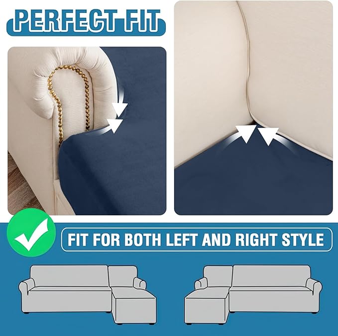 Couch Cover Stretch Velvet Sofa Cushion Cover 2-Piece - Elastic Washable Slipcover for Seat or Backrest, Couch Seat Covers for Sofas (Berlin Blue)