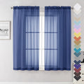 Lecloud Royal Blue Sheer Curtains 63 Inch Length 2 Panels Set, Voile Solid Window Curtains for Bedroom Light Filtering Living Room Curtain Drapes with Rod Pocket, Each Panel 42 X 63 Inch
