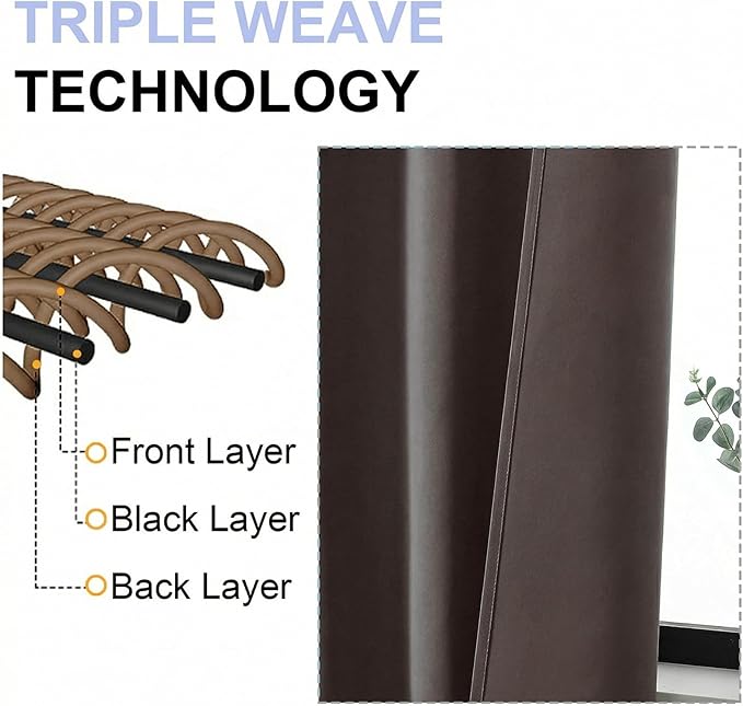 Simplebrand Ava Chocolate Blackout Curtains for Bedroom 84 Inch Length 2 Panels Set, Solid Thermal Insulated Privacy Nursery Window Treatment Curtains Blackout Drapes, W40 x L84 Inch, Chocolate