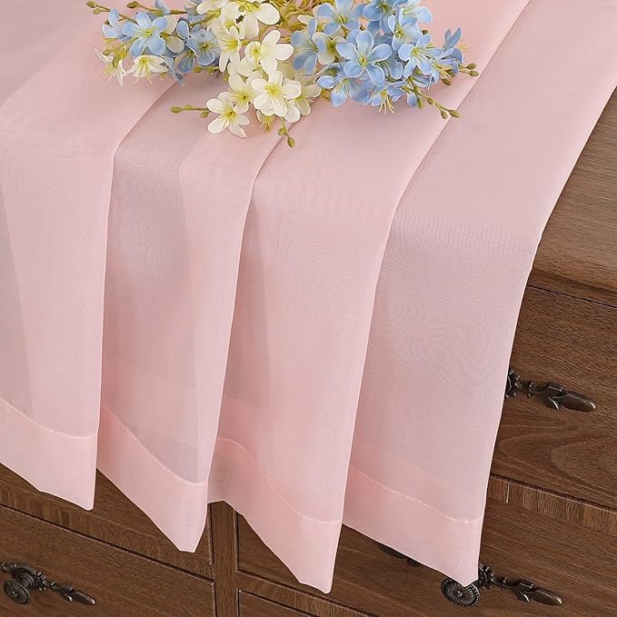 Blush Pink Window Sheer Curtains 54 inch Length, Soft Airy Light Filtering Sheer Curtain 2 Panels Set, Dual Rod Pocket Gauze Drapes for Living Room Bedroom, 2x42Wx54L Inches