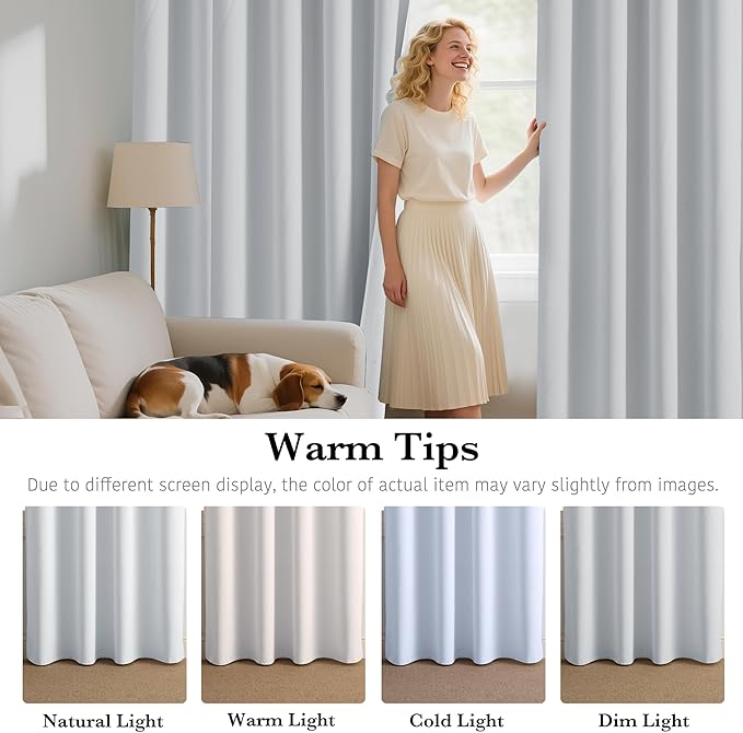 RYB HOME White 100% Blackout Curtains, Short Thermal Insulated Heat & UV Blocking Total Room Darkening Privacy Drapes for Small Window, Width 52 by Length 36, White, 2 Panels