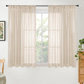 BGment Natural Linen Curtains 45 Inch Length for Short Windows, Drapes Light Filtering for Farmhouse Bathroom Cafe Decor Rustic Lightweight Rod Pocket, 2 Panels Set, 42 Inch Wide Each Panel