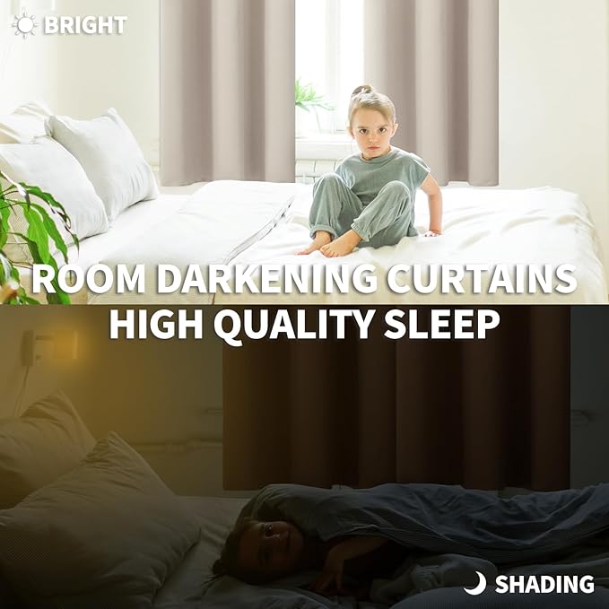 BGment Room Darkening Curtains 84 Inches Long - Grommet Thermal Insulated Drapes Window Treatment Curtains for Bedroom, 2 Panels, 52 x 84 Inch, Camel