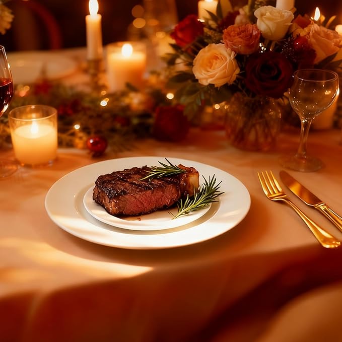 200 PCS Ivory Plastic Plates, Ivory Plastic Disposable Party Plates Include 100 Dinner Plate 10 inch and 100 Dessert Plate 7 inch Perfect for Birthday, Party & Christmas