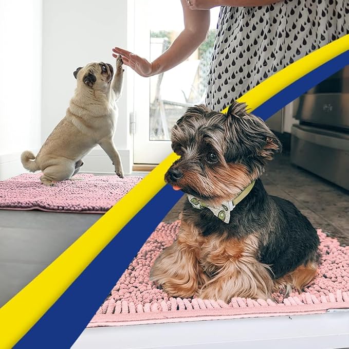 Muddy Mat® | Super Absorbent Door Mat Indoor, Microfiber Quick Dry Chenille Entryway Rug, Non-Slip Front Door Mat, Indoor Mats for Entryway, Machine Washable Pet Rug, Pink 48"x72"