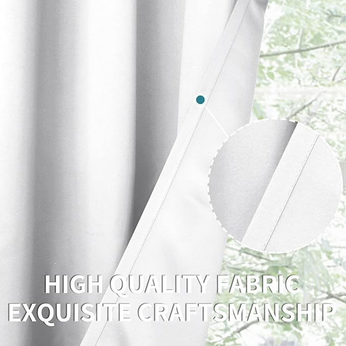 BGment Room Darkening Curtains 95 Inches Long - Grommet Thermal Insulated Drapes Window Treatment Curtains for Bedroom, 2 Panels, 52 x 95 Inch, Pure White