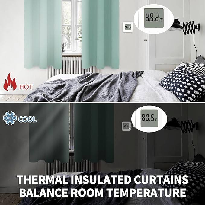 BGment Blackout Curtains - Grommet Thermal Insulated Room Darkening Bedroom and Living Room Curtains, Set of 2 Panels (38 x 63 Inch, Frosty Green)