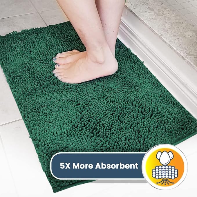 Muddy Mat® | Super Absorbent Door Mat Indoor, Microfiber Quick Dry Chenille Entryway Rug, Non-Slip Front Door Mat, Indoor Mats for Entryway, Machine Washable Pet Rug, Dark Green XXXL 72"X48"