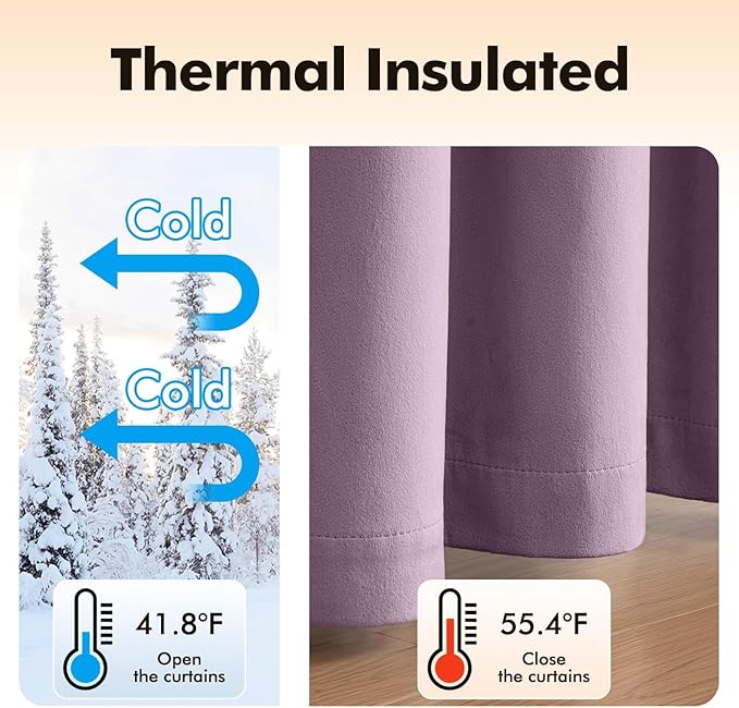 MIULEE Velvet Curtains Lavender Light Purple Elegant Grommet Thermal Insulated Soundproof Room Darkening Curtains/Drapes for Classical Living Room Bedroom Decor 52 x 84 Inch Set of 2
