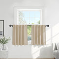 PONY DANCE Thermal Insulated Small Window Curtains Short Drapes for Nursery Bathroom Kitchen Laundry RV Basement, 29 inch Wide by 36 in Long, Biscotti Beige, 2 Panels