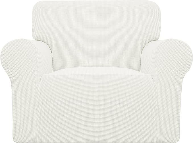 Easy-Going Stretch Oversized Chair Sofa Slipcover 1-Piece Couch Sofa Cover Furniture Protector Soft with Elastic Bottom for Kids Spandex Jacquard Fabric Small Checks Cream