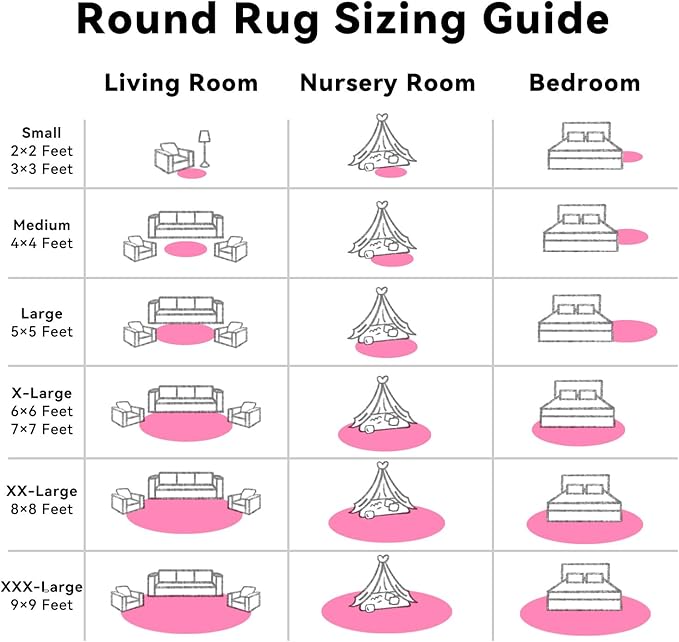 OLANLY Hot Pink Round Rugs for Bedroom - Machine Washable, 8 ft Circle Area Rugs for Living Room, Soft and Fluffy Shaggy Carpet for Teen Girls and Boys, Nursery Rooms, Dorms, Home Decor Aesthetic