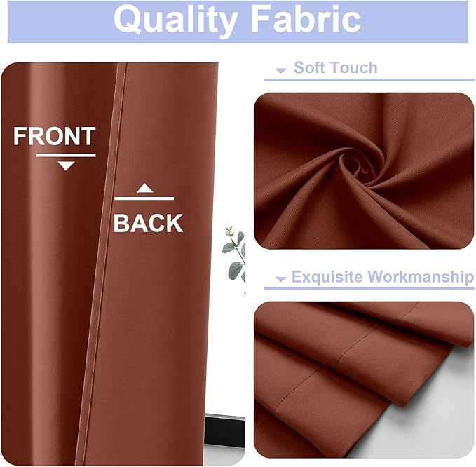 Simplebrand Ava Terracotta Blackout Curtains for Bedroom 96 Inches Long 2 Panels, Thermal Insulated, Energy Saving Living Room Window Treatment Curtains Blackout Drapes, W40 x L96 Inch, Terracotta