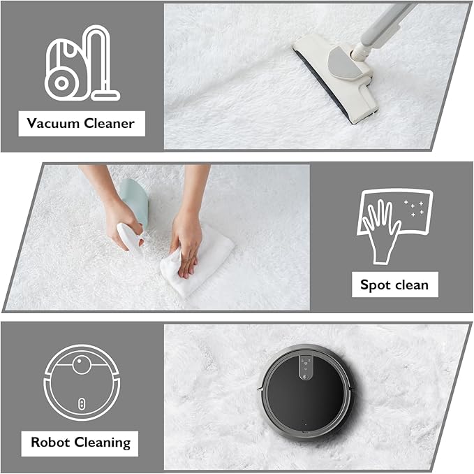 Shag Area Rug for Bedroom 3x5,White Fluffy Area Rugs for Living Room,Soft Fuzzy Rug Non-Shedding Indoor Plush Carpet for Kids Bedroom Nursery Dorm Home Decor