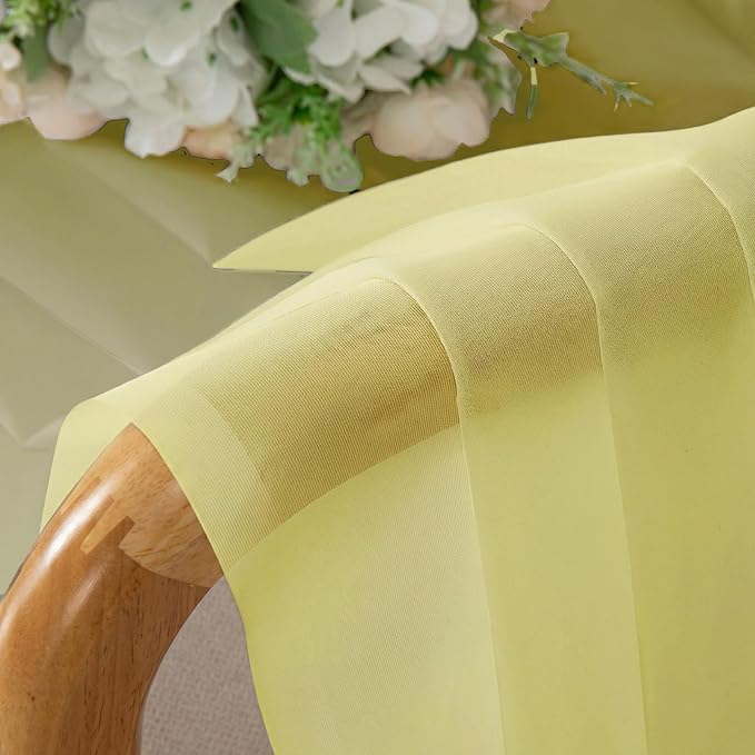 Lecloud Goose Yellow Sheer Curtains 72 Inches Long 2 Panels, Rod Pocket Light Filtering Curtains for Living Room Bedroom Dining Room, Voile Farmhouse Drapes for Windows, Each Panel 42" W x 72" L