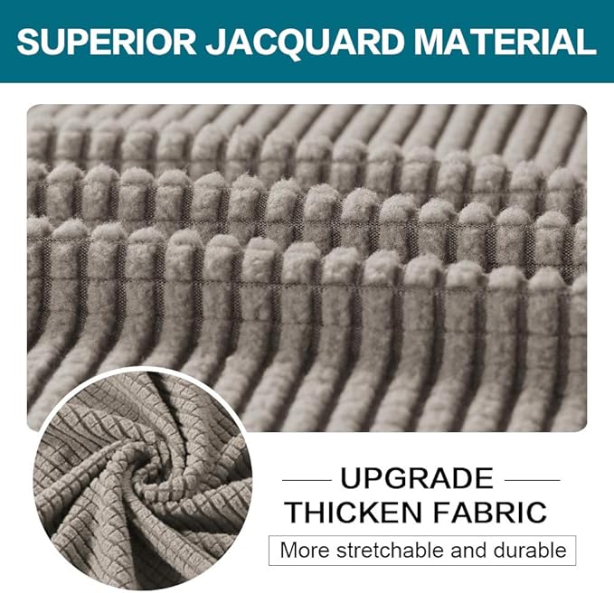 Turquoize 3 Piece Sofa Covers for 2 Cushion Couch Sofa Slipcover Soft Couch Cover for Dogs-Washable Sofa Furniture Covers with 2 Individual Cushion Covers, Thick Jacquard Fabric (Loveseat, Taupe)