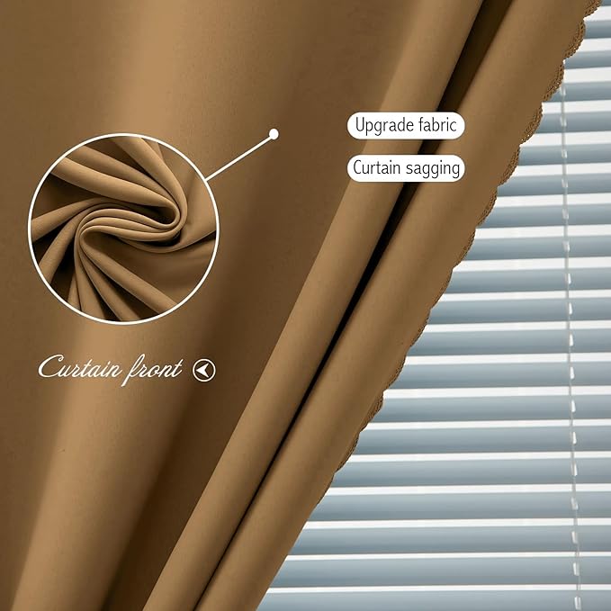 Self Adhesive Curtains, Stick Curtain Blackout Shades Window Cover Curtains for Living Room No Drilling, 35" W X 59" L, Brown, 1 Panel