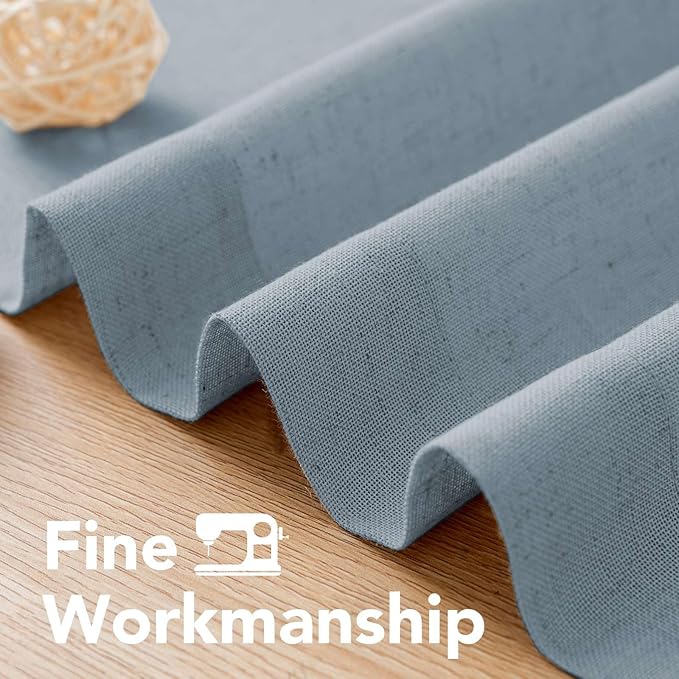 H.VERSAILTEX Linen Curtains Home Decorative Nickel Grommet Semi Sheer Curtains Privacy Added Energy Saving Light Filtering Window Treatments Draperies for Bedroom, Stone Blue, 2 Panels, 52 x 84 - Inch