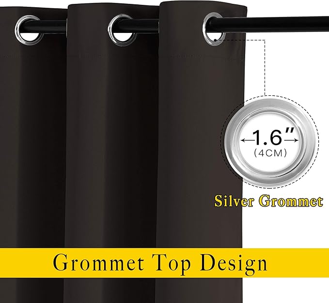NICETOWN Blackout Curtain Panels 66 inches - Light Reducing Thermal Insulated Solid Grommet Blackout Curtains/Panels/Drapes for Living Room (Set of 2, 66 inches by 66 Inch, Toffee Brown)