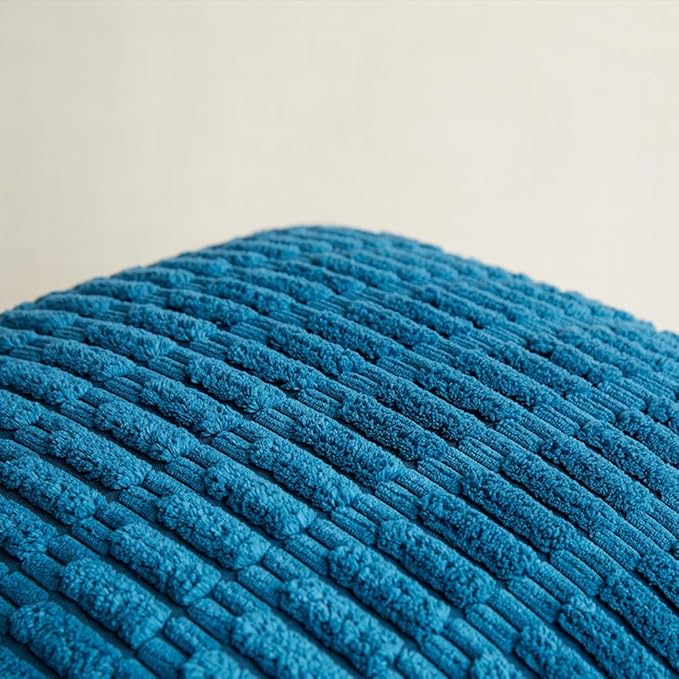 Fancy Homi 4 Packs Teal Decorative Throw Pillow Covers 18x18 Inch for Living Room Couch Bed Sofa, Rustic Farmhouse Boho Home Decor, Soft Striped Corduroy Square Cushion Case 45x45 cm