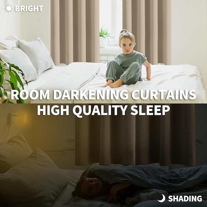BGment Blackout Curtains - Grommet Thermal Insulated Room Darkening Bedroom and Living Room Curtains, Set of 2 Panels (46 x 72 Inch, Sand)