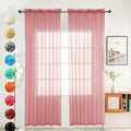 youleyar Solid Sheer Rod Pocket Curtain Voile Draperies 2 Panels White Beige Black Grey Coffee 52 Inch Width 45 Inch Long 1 Pair for Kitchen Bedroom Children Living Room Yard (Blush,52Wｘ45L)