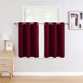 ChrisDowa Small Window Curtains for Kitchen and Bedroom - Grommet Short Thermal Insulated Room Darkening Curtains (2 Panels, Burgundy Red, 36 x 24 Inch)