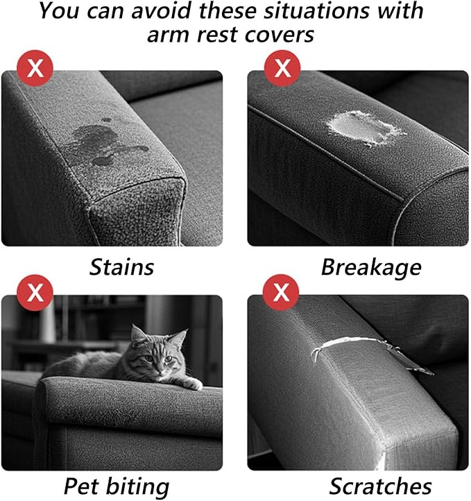 Soothing Home Sofa Covers, Sofa Hero Covers, Wear-Resistant Universal Couch Covers Washable Stretch Sectional Couch Cushion Covers (Light Blue,Arm Rest Covers 2pcs)