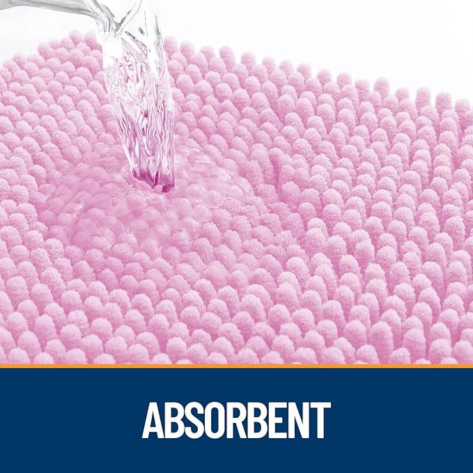 OLANLY Dog Door Mat for Muddy Paws 32x20, Absorbs Moisture and Dirt, Absorbent Non-Slip Washable Doormat, Quick Dry Chenille Mud Mat for Dogs, Entry Indoor Entryway Carpet for Inside Floor, Pink