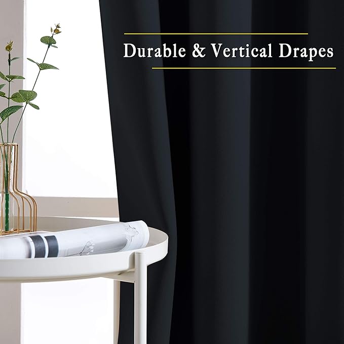 NICETOWN Black Out Cafe Curtains 48 inch Long 2 Panels Burg - Solid Thermal Insulated Grommet Light Reducing Curtains & Drapes for Bathroom/Nursery (W37 x L48, 2 Panels)