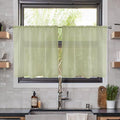 youleyar Solid Sheer Rod Pocket Curtain Voile Draperies 2 Panels White Beige Black Ivory Coffee 26 Inch Width 24 Inch Long 1 Pair for Kitchen Bedroom Children Living Room Yard(Sage Green,26W x 24L)