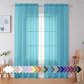 Simplebrand Turquoise Sheer Curtains 84 Inches Long 2 Panels, Light Filtering Rod Pocket Solid Color Window Sheer Curtain Panels, Elegant Curtains & Drapes for Bedroom (Turquoise, 42" W x 84" L)